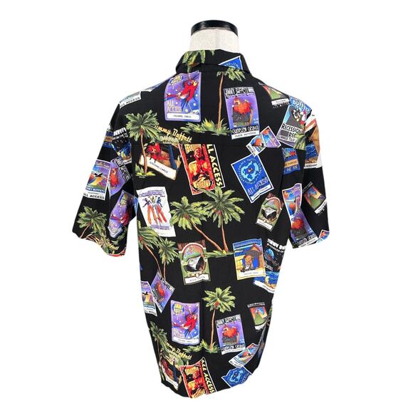 Vintage Jimmy Buffett Margaritaville Hawaiian Shirt Men’s Large Black Button USA - Picture 7 of 13